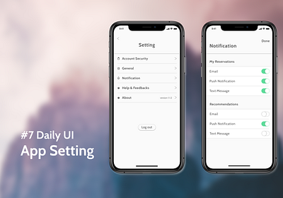 Daily UI--App Setting Design 100daychallenge design ui