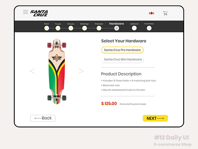 Daily UI -- Ecommerce Shop 100daychallenge skateboard ui