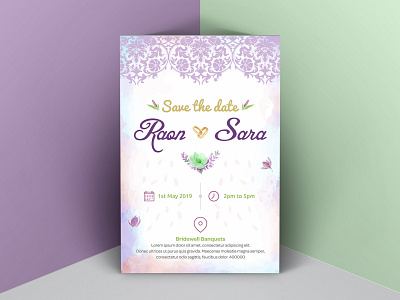 Invitation Card Design background card decoration design floral floral pattern fonts graphicdesign illustraion illustrator invitation invitation card location ring romance save the date typography vector wedding wedding invitation