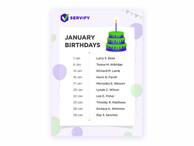 Team Birthday Creative Design balloons birthday branding cake calendar clean company daily ui design events graphic design illustration layout list logo month party team vector year