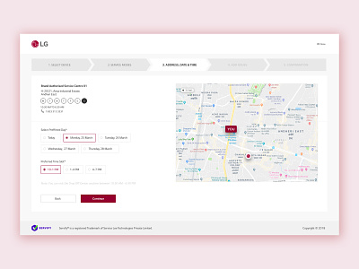 LG Web Portal Page address button clean customer daily ui date direction form interface layout location map modern navigation online tabs time ui ux web