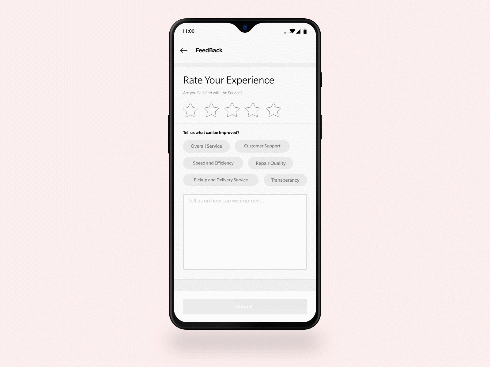 Customer Feedback Rating Screen adobe after effects android animation app customer experience daily ui feedback form icon interface layout mobile oneplus ratings reviews screen star survey ui ux