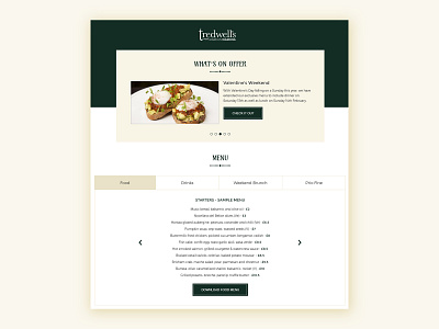 Restaurant Menu Web Section Design button carousel clean daily ui drinks food interface layout menu offer restaurant sample screen simple tabs template ui ux valentine web