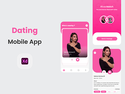 Dating Mobile App design appdesign appui branding datingapp datingui materialdesign mobileappdesign ui uiconcept uidesign uidesigner uidesigns uiux