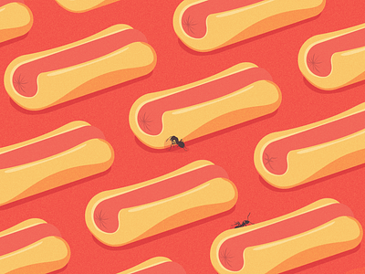 A Whole Bunch of Hot Dogs weird meat red ant pattern picnic hot dog