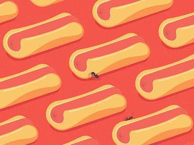 A Whole Bunch of Hot Dogs ant hot dog pattern picnic red weird meat