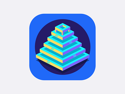 Inca app icon blue geometric icon inca isometric pyramid whatevermetric
