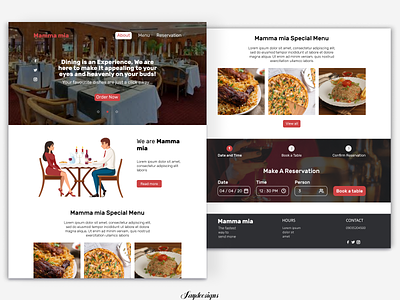 restaurant page landing page design restaurant website design