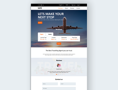 Travel agency landing page travel website design