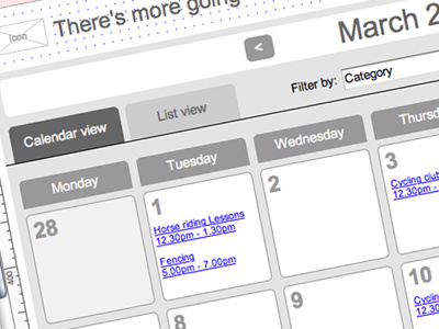 Events calendar calendar ia ui ux web interface