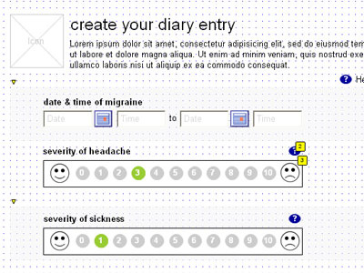 iA Migraine Diary ia interface design prototype ux wireframe