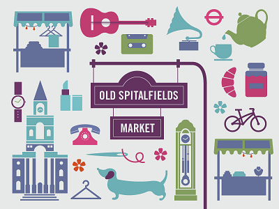 Old Spitalfields Market, London illustration london market shopping