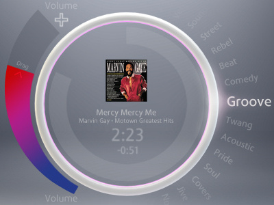 Music Player circle dial interface music player touch ui white