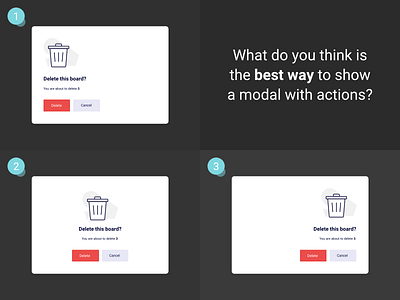 What do you think is the best way to show a modal with actions? actions design dialog modal modal box overlay ui