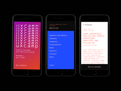 UX Camp agenda app branding dynamic education event identity logo mobile schedule ux wordmark