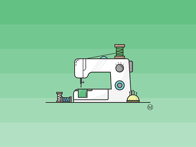 Sewing machine cartoon design home illustration outline sew sewing sewing machine shapes simple vector web webdesign white