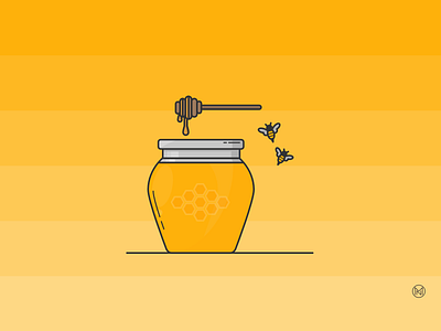 Honey Jar breakfast cartoon design glass honey honeybee illustration illustrator jar outline shapes simple vector web webdesign