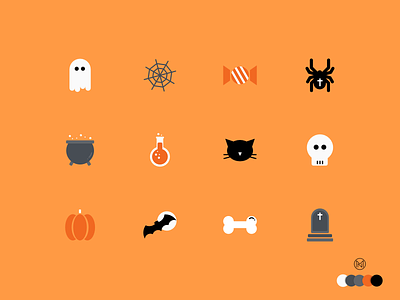 Halloween Icon Set app bat cat design digitalart halloween icon icons icons pack iconset identity orange pumpkin simple skull spider vector web webdesign