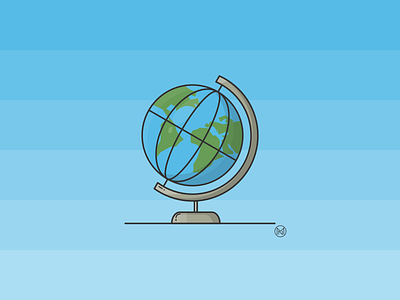 Globe blue design designer desk earth eduaction globe illustration illustrator outline planet room school shadows shapes simple travel travelling vector webdesign