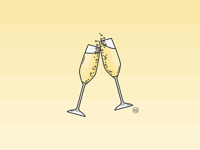 Happy New Year! 2020 cartoon champagne cheers design glass illustration midnight new new year newyear outline prosecco shapes simple sparkling vector web webdesign yellow