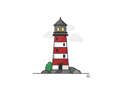 Light house affinity app bricks building cartoon design illustration illustrator light lighthouse lighthouse logo outline red rock sea shapes simple vector web webdesign