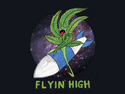 Flyin' High california costa mesa humor illustration marijuana pot rocket space tommy stewart weed