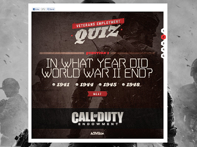 Call of Duty app call of duty employment facebook guns memorial day politics questions quiz soldiers teamengage veterans video game war