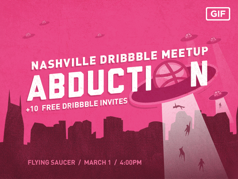 Meetup: Abduction abduction dribbble flying meetup nashville saucer skyline space