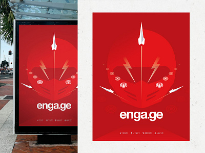 Engage SXSW Poster bolt helmet launch lighting poster red rocket sxsw