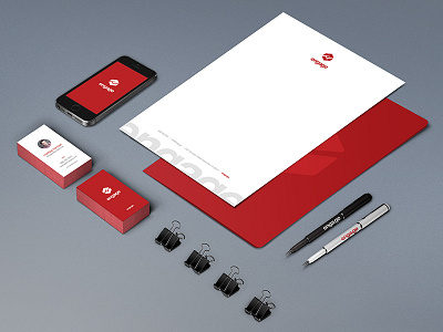 Engage Identity Package (WIP) business cards engage id identity letterhead logo pens red