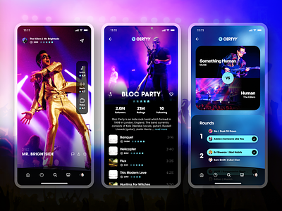 Certyy Music App app concert contest design interface lyrics mobile music player rate ratings sharing social ui video