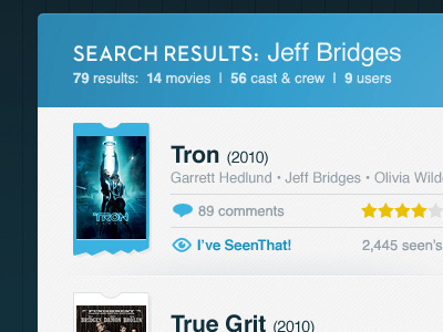 SeenTh.at search results actors blue interface jeff bridges movies network results search seenthat sharing social tron
