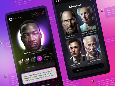 Eternal AI Mobile ai app app design artificial chat conversation eternal intelligence mobile app mockup product ui ui design ux web