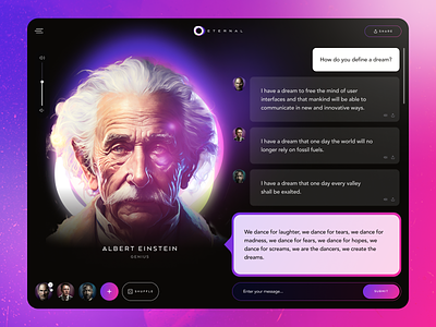 Eternal AI Chat ai artificial chat components conversation eternal intelligence interface message messenger product software talk ui ux web