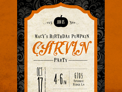Carvin' Party birthday carvin fall halloween invitation party pumpkin