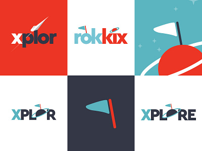 XPLOR exploration explore flag illustration logo rocket space