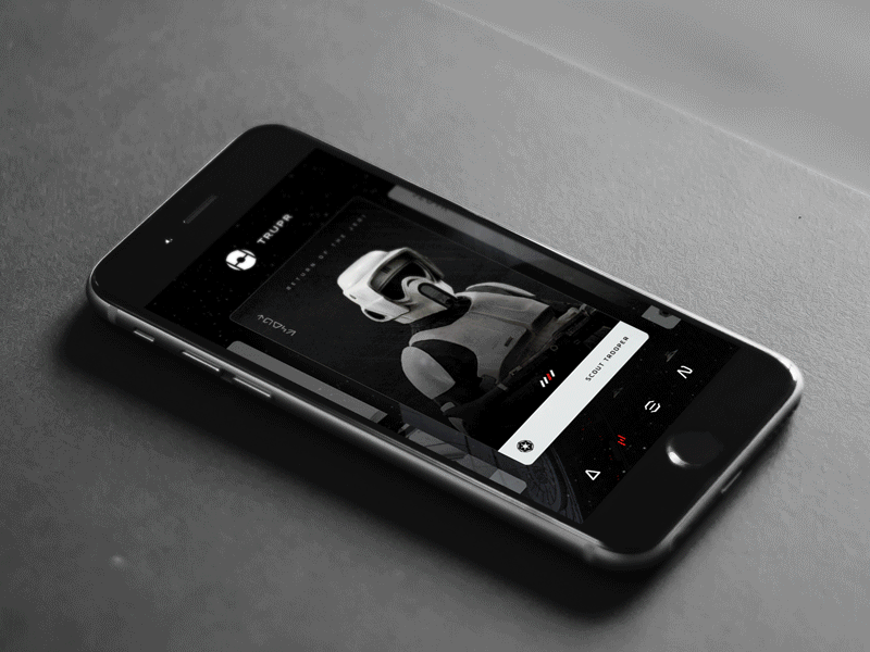 TRUPR animated animated animation app cards gif star wars stormtrooper trupr ui