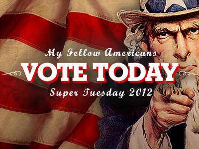 Super Tuesday - Vote! 2012 america blue flag patriotic red super tuesday uncle sam united states usa vote white