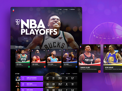 Playoff Website basketball cards homepage nba playoffs statistics stats team ui ux web design website