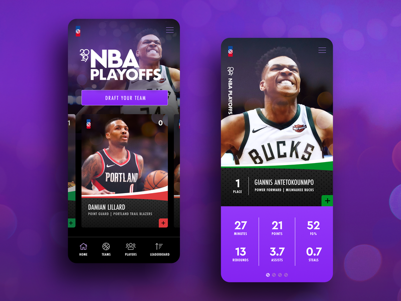 Playoffs Mobile app basketball cards mobile nba player playoffs statistics stats ui ux