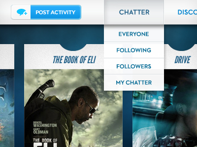 SeenTh.at Toolbar buzz chat chatter dropdown film followers interface menu movies navigation network seenthat sharing social ticket toolbar wall