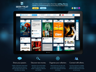 SeenTh.at Landing Page blog film home interface join landing page login movies network seenthat sharing signup social ticket