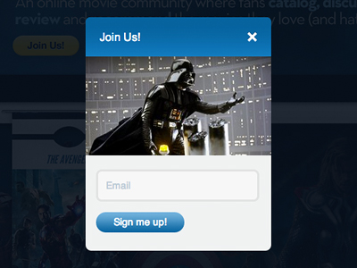 SeenTh.at Sign Up Form darth vader film form interface join login movies network seenthat sharing signup social