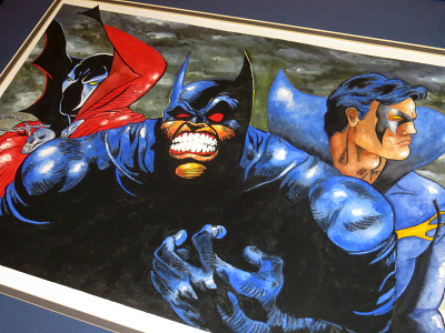 Batman painting batman comics gouache guache nightwing painting pen ink spawn super hero watercolor
