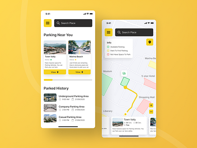 Parking Space Finder App Concept. clean clean ui gps gps tracker helper map minimal parking parking app