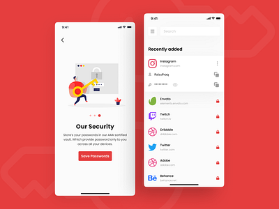 Password keys manager app Concept. app app design application clean clean ui concept minimal ui ui ux ui design uidesign uiux