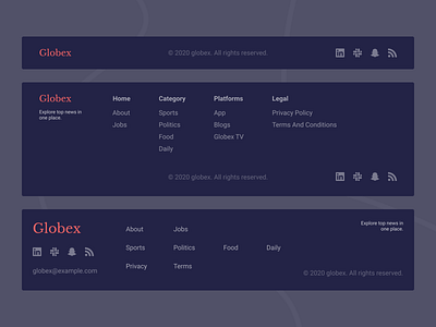 Custom Footers night mode ON clean clean ui footer footer design footer menu minimal ui ui design web components