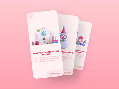 Christmas Screens Concept app christmas clean concept festival gift gifts illustraion minimal santa claus santa clause scenery screens ui ui design winter