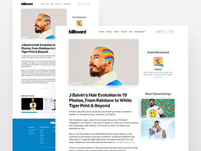 Billboard Site Custom Page Concept article billboard billboard design blog clean ui custom minimal musician page singer