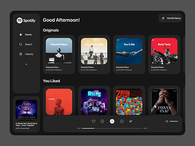 Spotify Redesign (Dark mode) Concept clean clean ui concept minimal modern music music website player player ui redesign redesign concept responsive spotify ui ui design ux web design